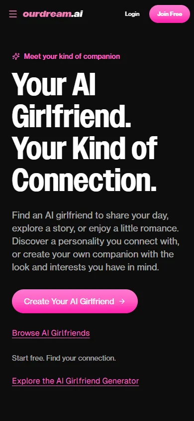 Public companion feature page on mobile