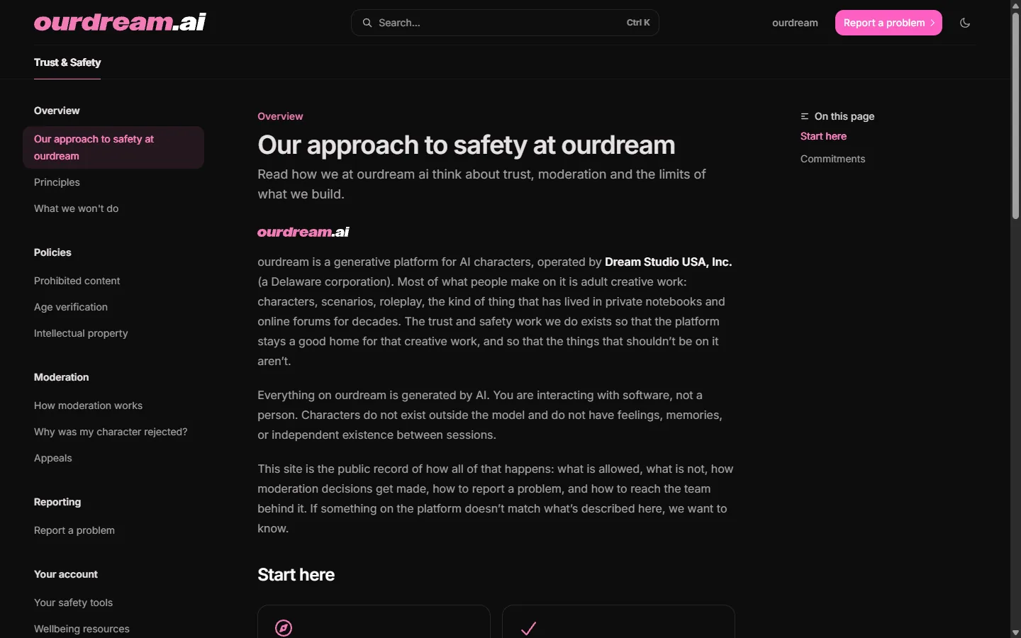 First-party Trust and Safety center